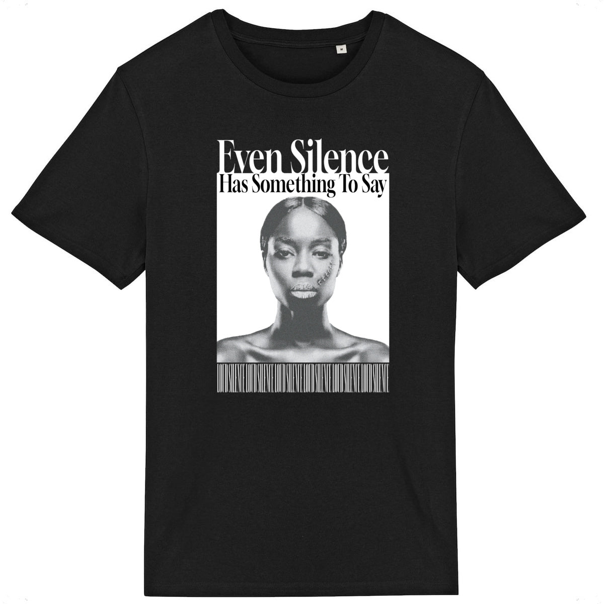 Lightweight unisex black T-shirt - Even Silence Has Something To Say