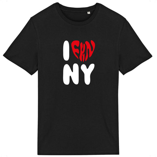 Lightweight unisex black T-shirt - I FKN LOVE NY